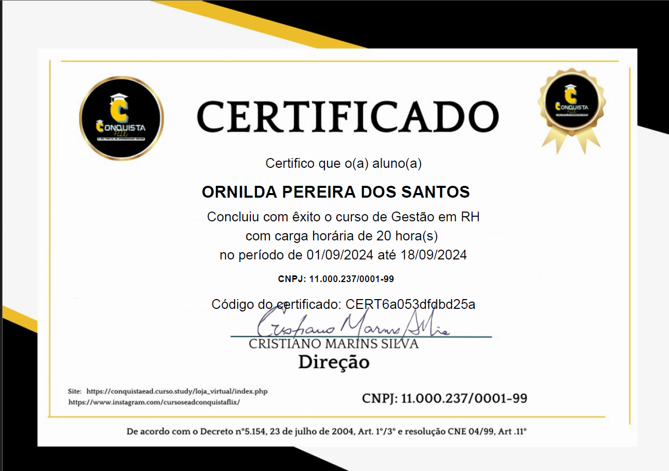 Frente do modelo de certificado da Escola EAD ConquistaFlix